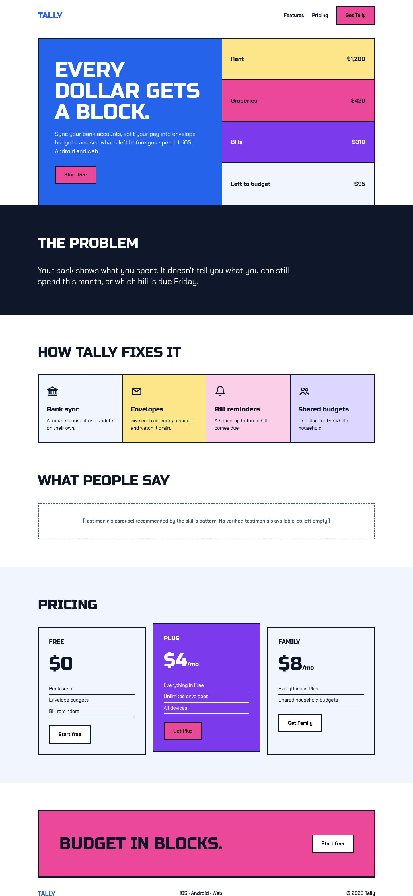 After: Tally landing page with UI UX Pro Max